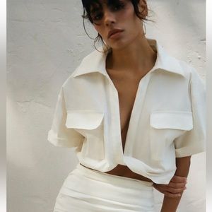 Zara Stretch Linen Blend Crop